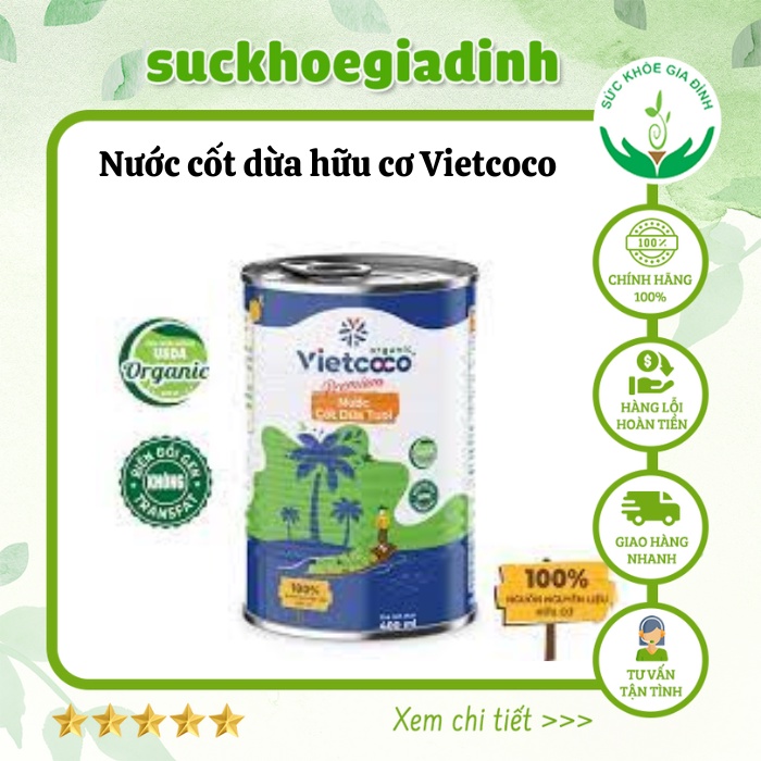 Nước Cốt Dừa Hữu Cơ Vietcoco 400ml