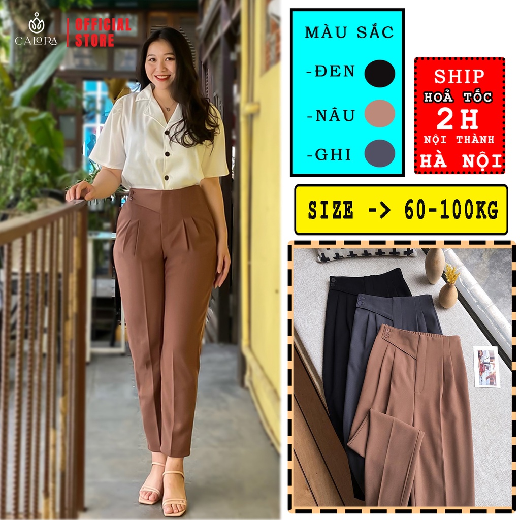 Quần Baggy Bigsize Nữ 60 -100KG Calora siêu xinh , chất tuyết mưa mền mịn , lưng chun (Hình thật + video)