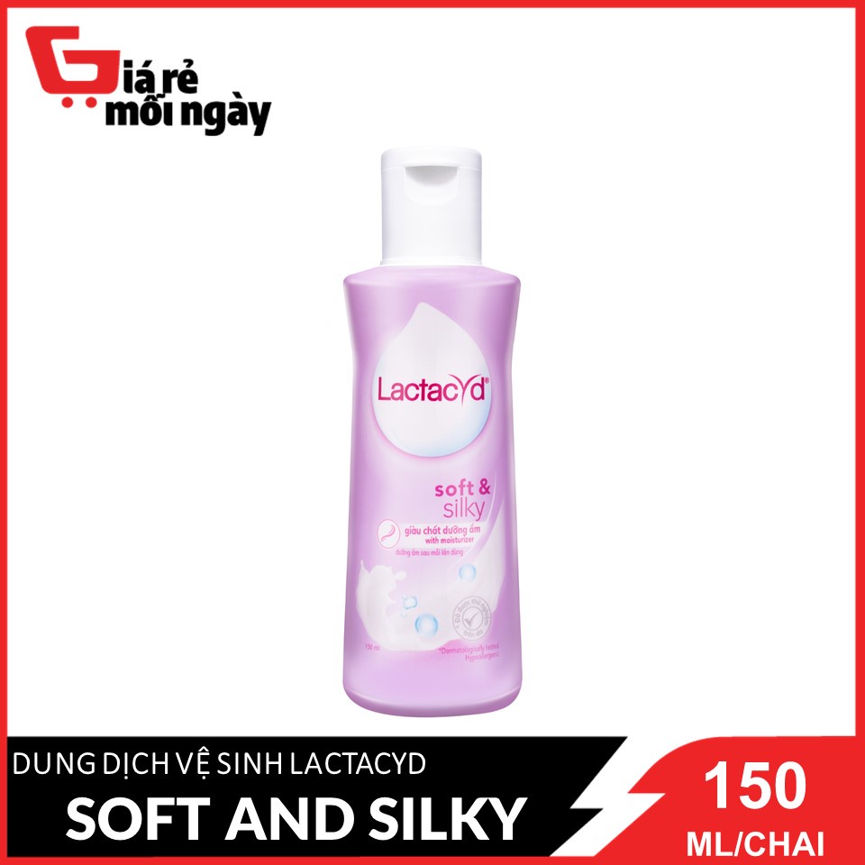 Dung dịch vệ sinh phụ nữ Lactacyd Soft &amp; Silky Giàu Chất Dưỡng Ẩm 150ml