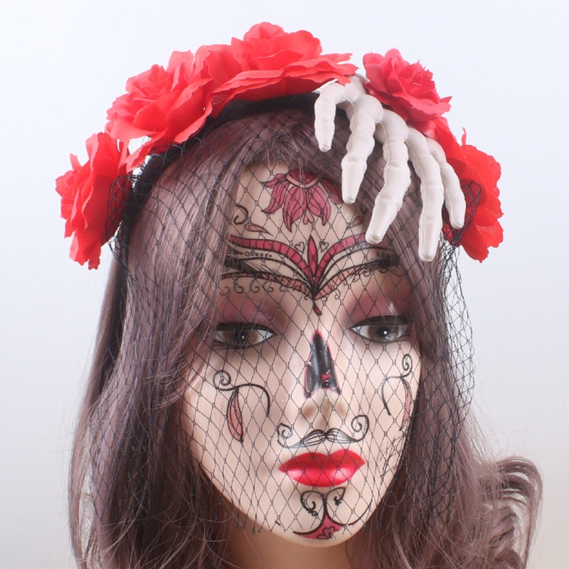 Flgo Băng Đô Cài Tóc Hình Bộ Xương Hoa Hồng Màu Sắc Phù Hợp Cho Phát Sóng Trực Tiếp Dành Cho Người Lớn