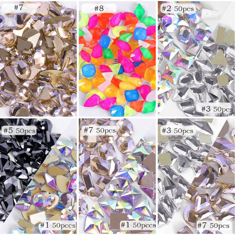 Set 100 Viên Đá 3D Lấp Lánh Trang Trí Móng Tay Sau Lưng