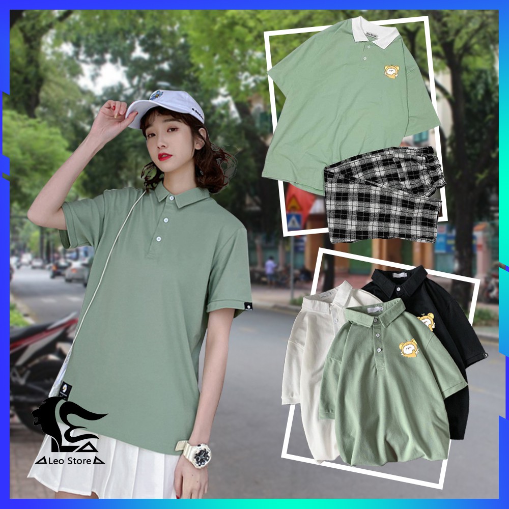 Áo polo 💎SALE💎 họa tiết nỉ form rộng dành cho nam nữ tay lỡ freesize có thể mặc làm áo thun đôi unisex | BigBuy360 - bigbuy360.vn