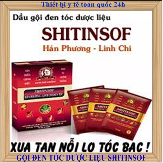 [Chính hãng] Hộp 3 gói Dầu gội đen tóc thảo dược Shitinsof Hán Phương Linh Chi