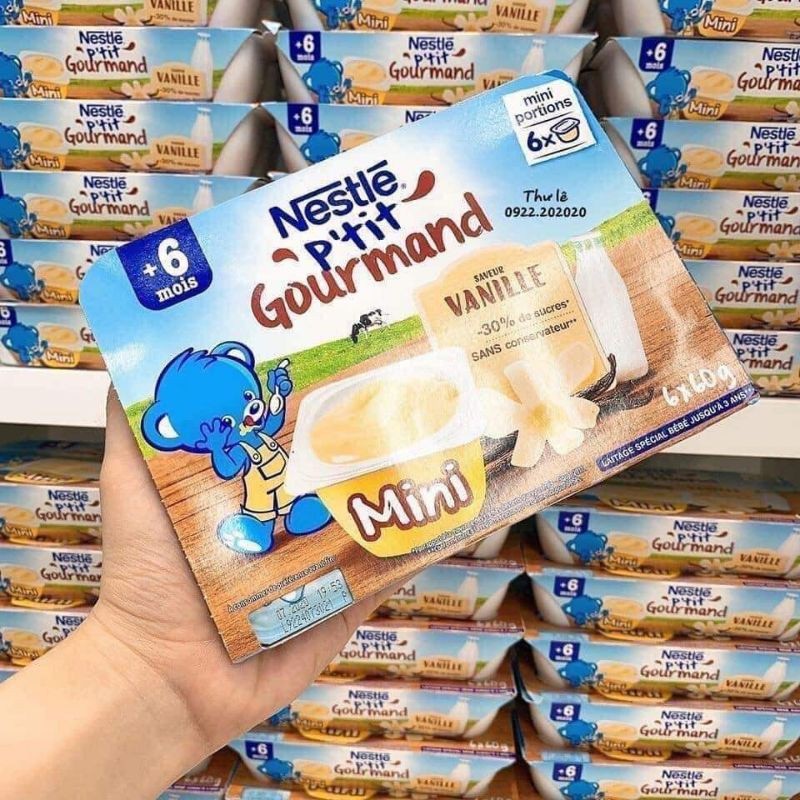 Váng sữa nestle Pháp vị vani 6 hộp x 60g, Váng sữa cho bé bổ sung dinh dưỡng tăng cân tự nhiên