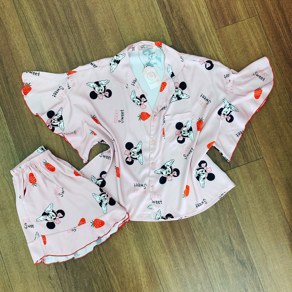 Đồ ngủ - Đồ mặc nhà pijama lụa nữa latin mềm mát cánh tiên sang chảnh PJ448