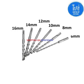 Bộ 6 Mũi Khoan Bê Tông Chuyên Dụng Đầu Gài dài 150mm Phi 6mm-16mm.