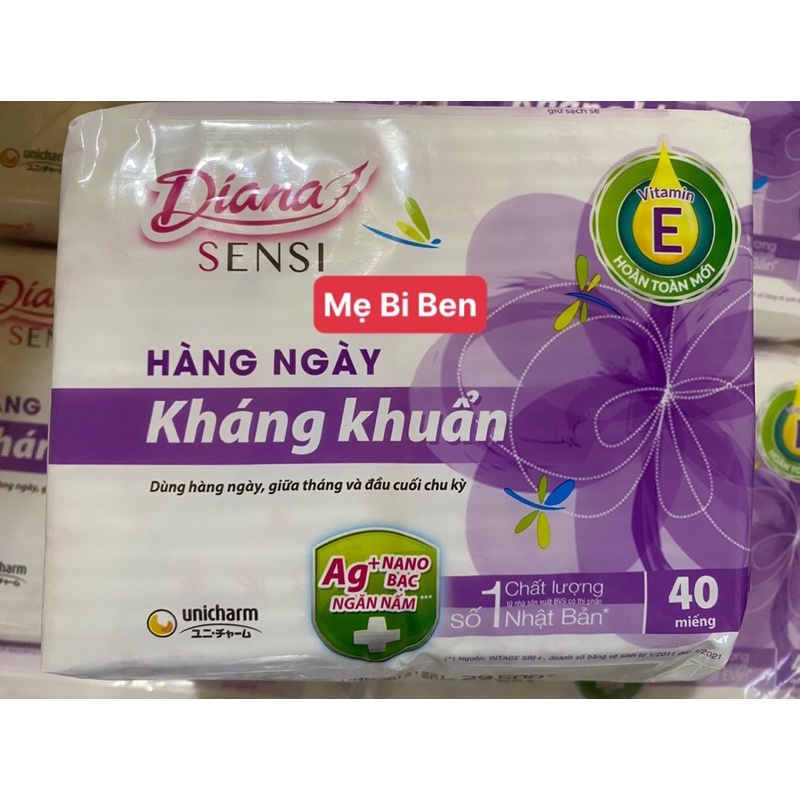 GÓI LỚN 40 MIẾNG Băng vệ sinh Diana Sensi hàng ngày kháng khuẩn gói 40 miếng