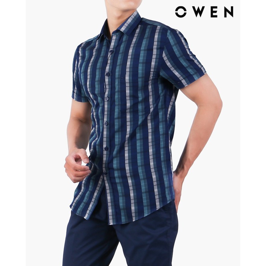 Áo sơ mi ngắn tay OWEN Bạch đàn Regularfit màu xanh - AR22695NT