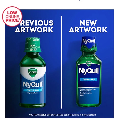 [DATE 5/2023] Siro Nyquil Vicks Cold &amp; Flu Relief Liquid Cherry 354ML / 236ML ( TƯƠNG TỰ DAYQUIL )