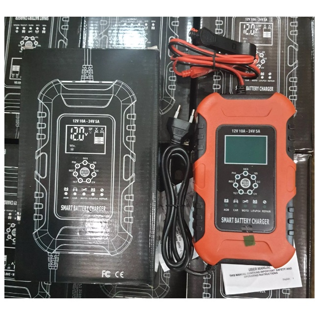 Sạc ắc quy ô tô xe máy 12V 24V 10A 200Ah Foxsur các loại bình khô nước có chức năng khử sun fat