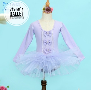 Váy múa ballet 3 nơ tím cao cấp