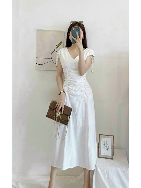 Đầm maxi cổ V vintage 3 màu | BigBuy360 - bigbuy360.vn