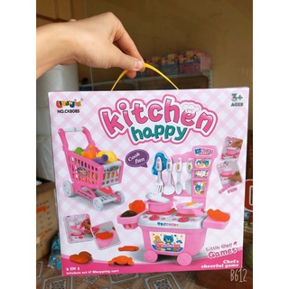 Đồ chơi nấu ăn ♥️freeship♥️ bếp nấu ăn kèm xe đẩy siêu thị cho bé gái