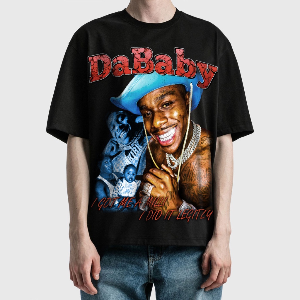 BLANK | Áo Thun DABABY Tay Lỡ Unisex - Đen/Trắng Cổ Tròn