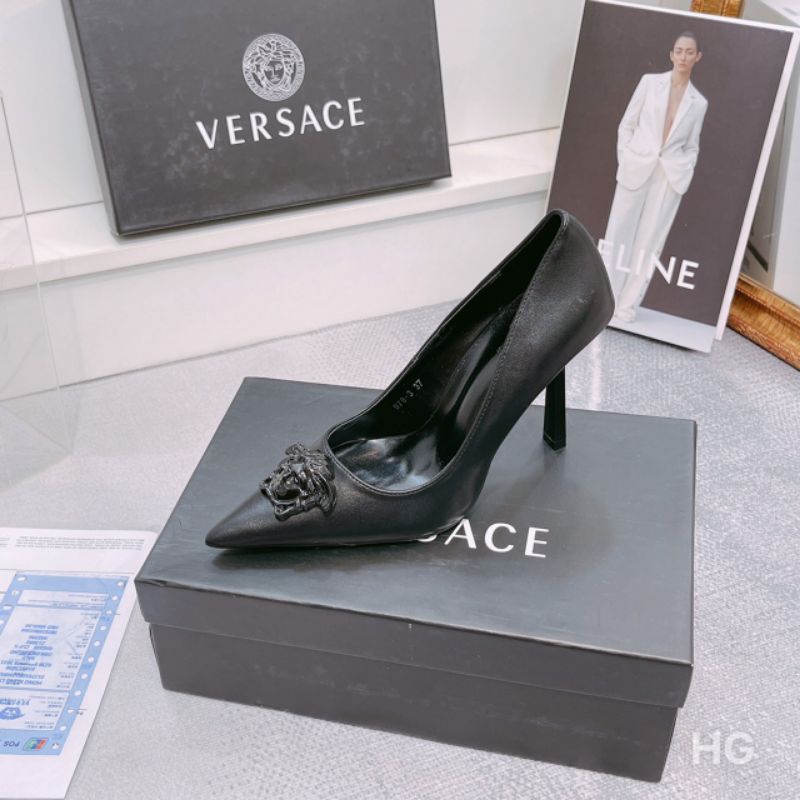 H(ẢNH THẬT) Giày Cao Gót 10p Ver Logo Sang Chảnh Da Mềm Êm Fullbox Bill Túi Hãng Cao Cấp