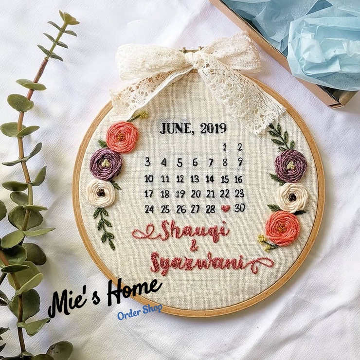 Bộ kit nguyên liệu thêu chúc mừng sinh nhật quà tặng Cưới Handmade tự làm diy decor nhà cửa phòng khách hoa lá MIE SHOP