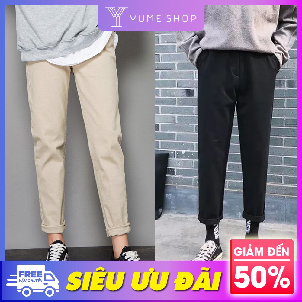 Quần baggy trơn kaki nam nữ form unisex