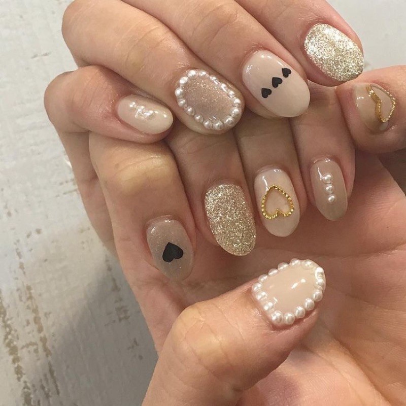 M05- Nail màu nude * trái tim