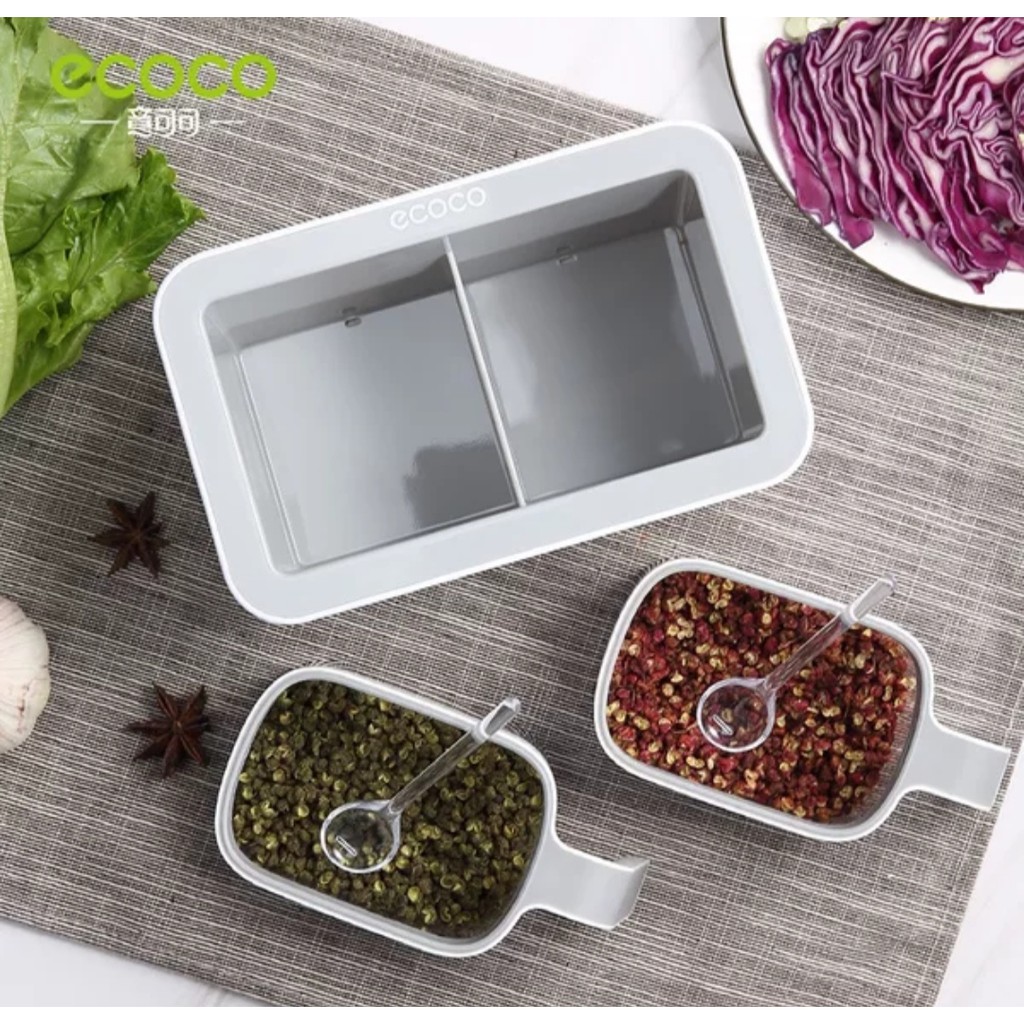 Kệ đựng gia vị kèm thìa Ecoco 2 ngăn và 3 ngăn cao cấp không khoan tường mẫu mới 2022 | BigBuy360 - bigbuy360.vn
