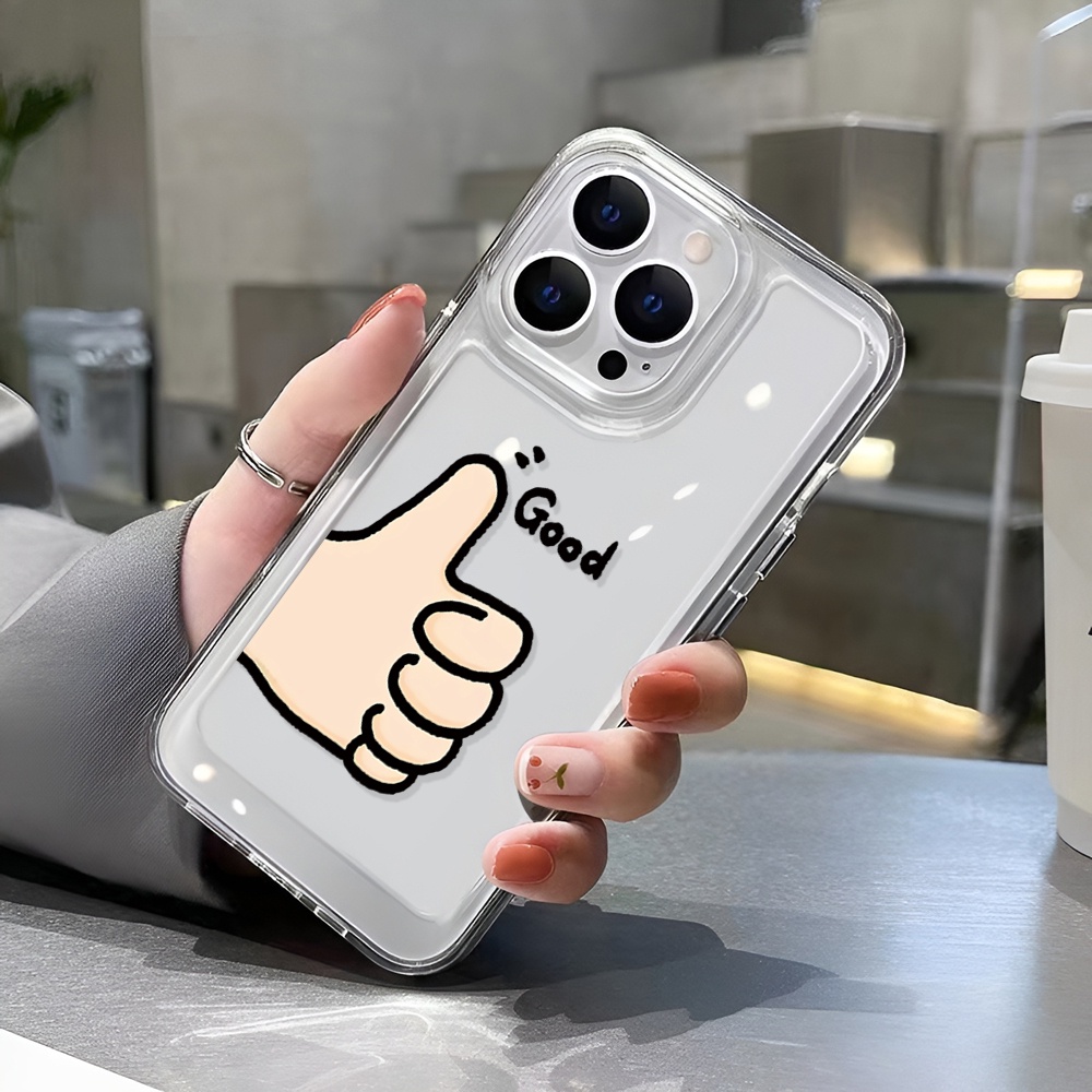 Ốp Điện Thoại iphone lưng cứng Trong Suốt In Hình bàn tay Good đủ mã cho 14ProMax 14Plus 13 11 12 7Plus X XR XS Max 8 7