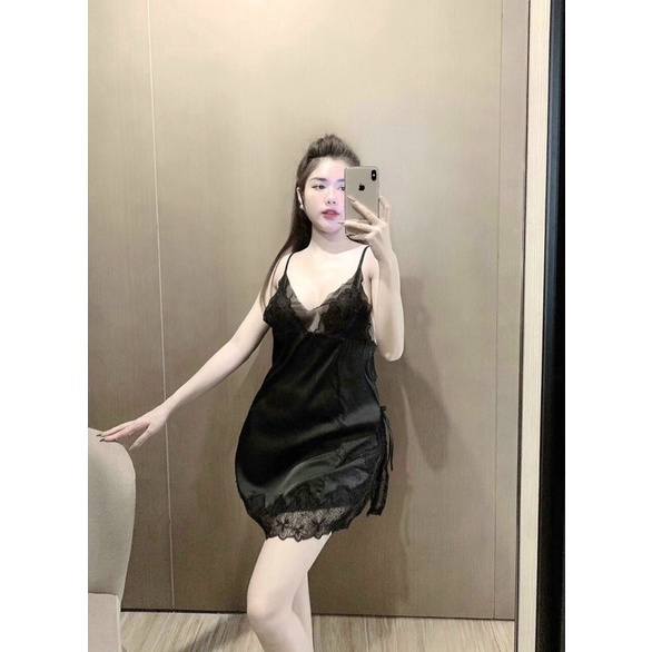 VÁY LỤA REN XẺ VẠT HÌNH HOA SAO KÈM CHIP | BigBuy360 - bigbuy360.vn
