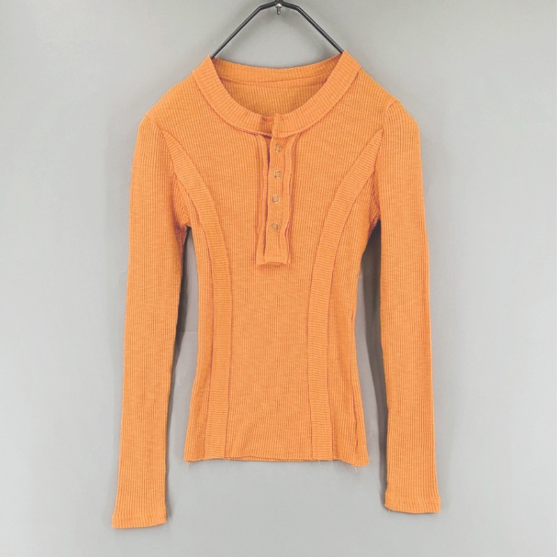 Áo Thun Cotton Tay Dài Dáng Ngắn Hở Cổ Quyến Rũ Cho Nữ