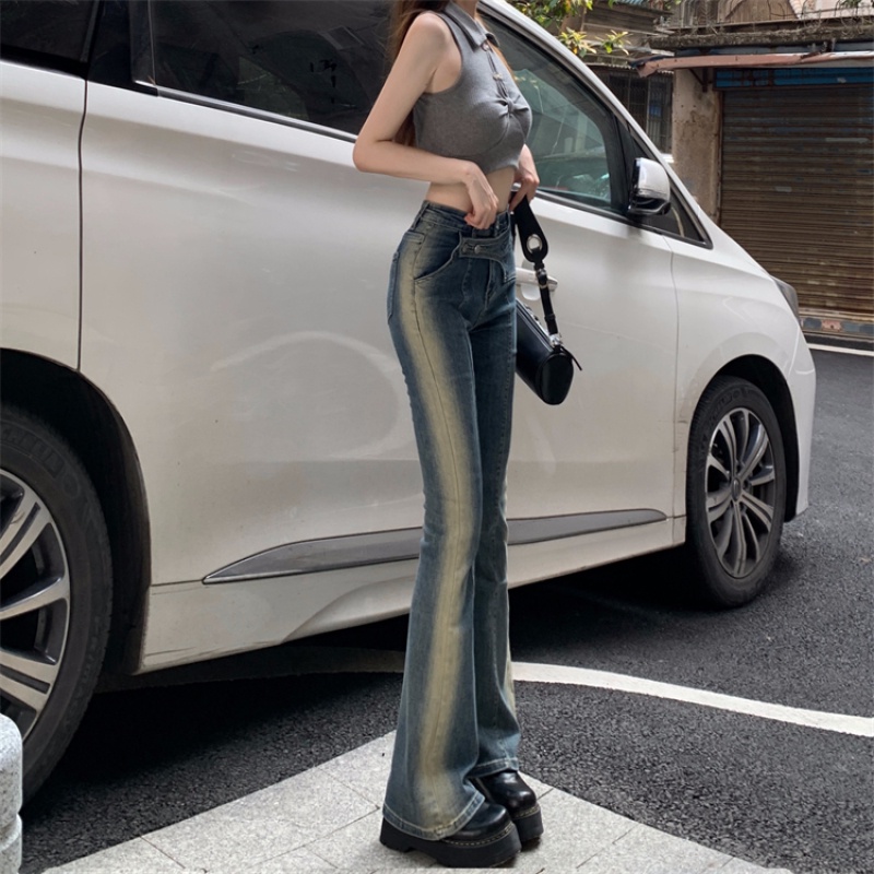 Quần Jeans Nữ Lưng Cao Ống Loe Thời Trang