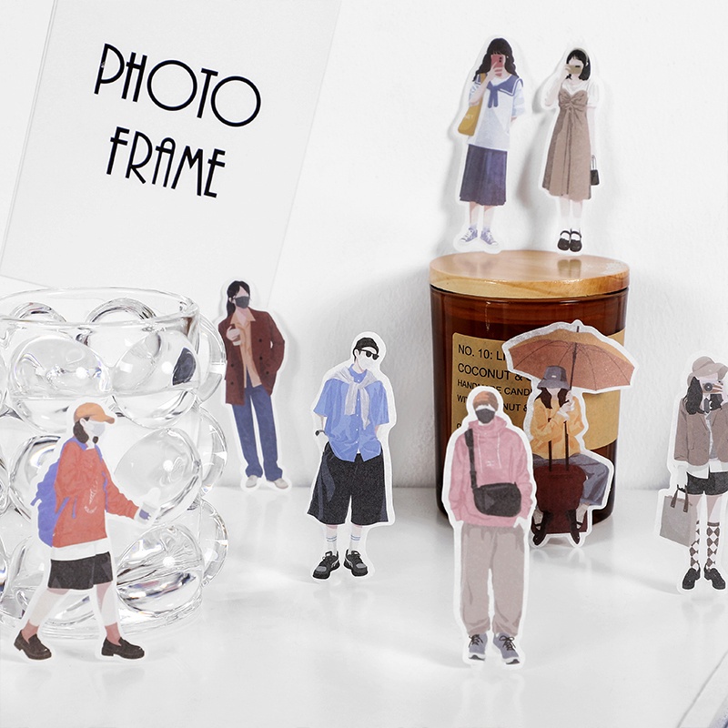 Set 40 Sticker Giấy Washi Họa Tiết Cô Gái Dễ Thương Trang Trí Sổ Tay/Sổ Tay