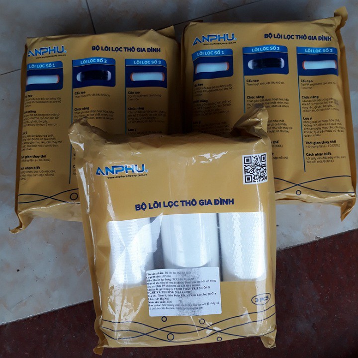 Bộ lõi lọc nước thô 1,2,3 An Phú chính hãng dùng cho máy lọc nước RO