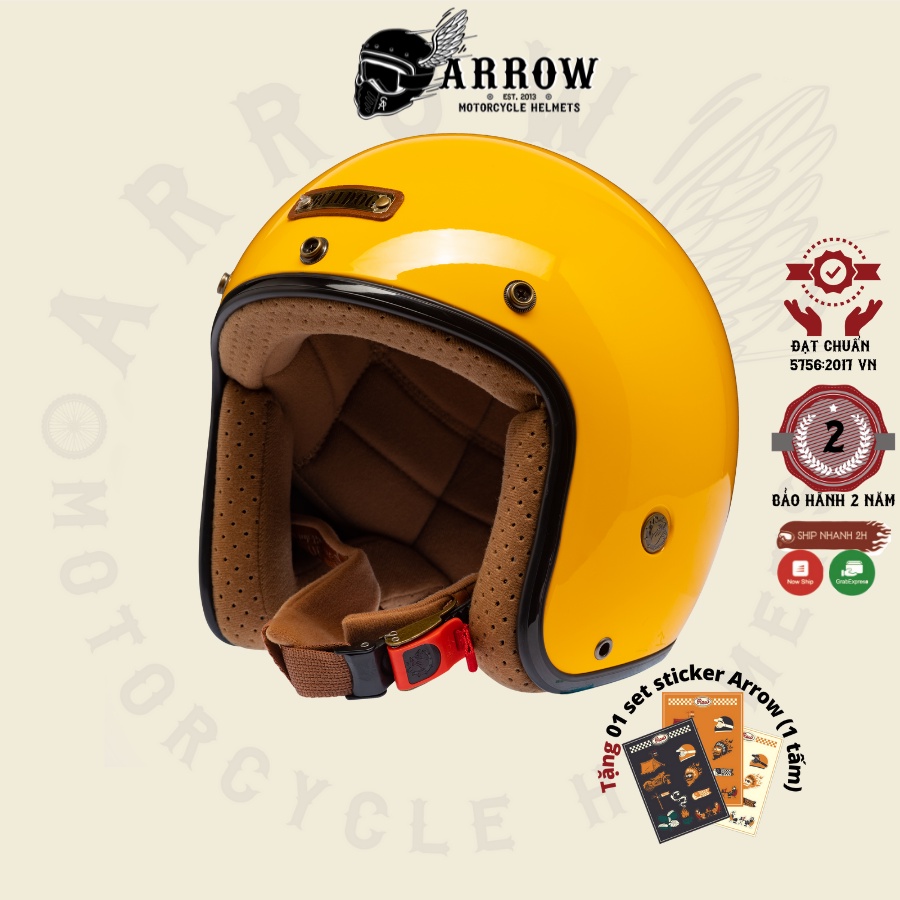Mũ bảo hiểm 3/4 Bulldog Perro 4u chính hãng cao cấp đi phượt Arrow