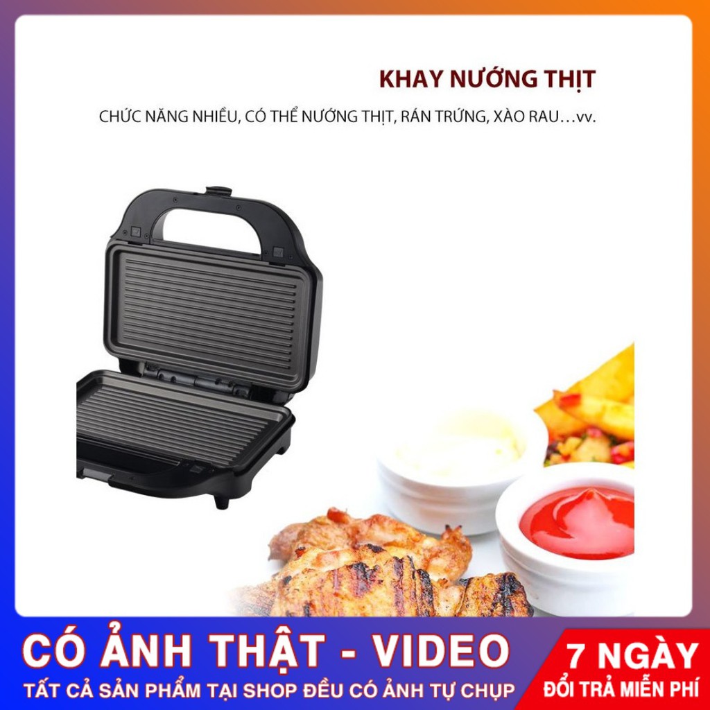 Máy Nướng Bánh Mì Sandwich, Bánh mì kẹp, Bánh Waffe Tiross TS9655 - 3 Khay (900W) - Bảo Hành Chính Hãng 12 tháng.