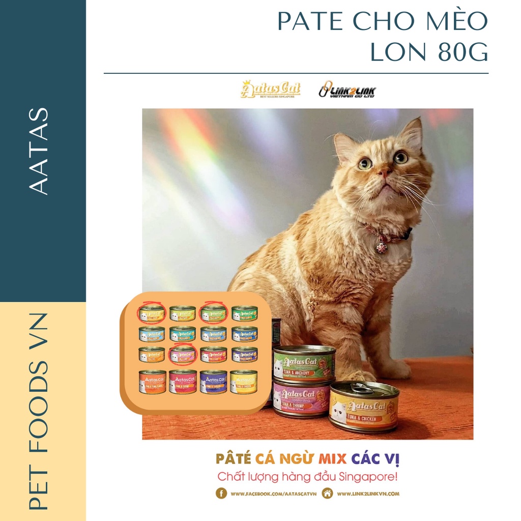 Pate cho Mèo AATAS CAT 80g vị Cá Ngừ Nấu Đông