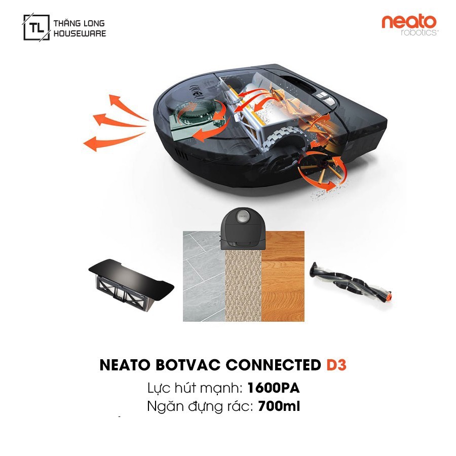 Robot hút bụi NEATO BOTVAC D3 CONNECTED - Hàng chính hãng Bảo hành 24 tháng 1 đổi 1