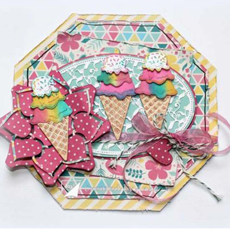 Khuôn Cắt Hình Kim Loại Hình Cây Kem Dùng Làm Thẻ Trang Trí Sổ Tay DIY