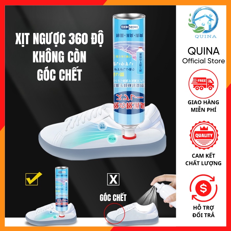 Xịt giày khử mùi hôi chân Công nghệ nano bạc Nhật Bản mới nhất 2022 chai lớn 360ML Quina