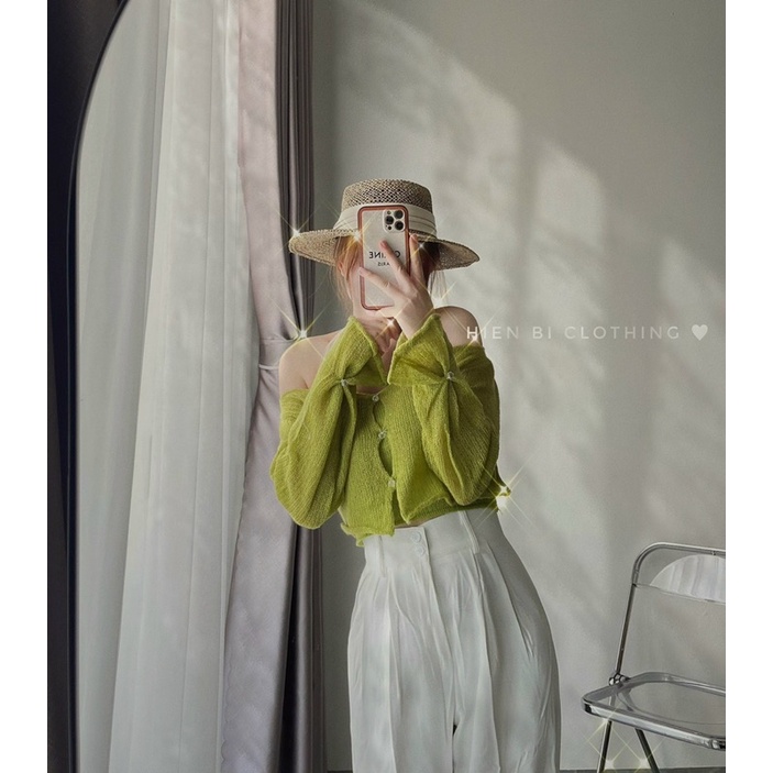 set len dệt kim khuy trái tim mix áo quây yếm dây buộc voan điệu đà (1072#)