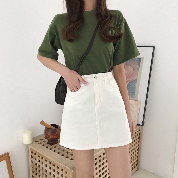 Váy denim chữ A lưng cao Xiaozhainv | BigBuy360 - bigbuy360.vn
