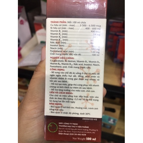 Siro Bổ Máu Kích Thích Khoái Ăn MODERN PET - VITAHEMO 100ml chuyên dùng cho thú cưng chó mèo