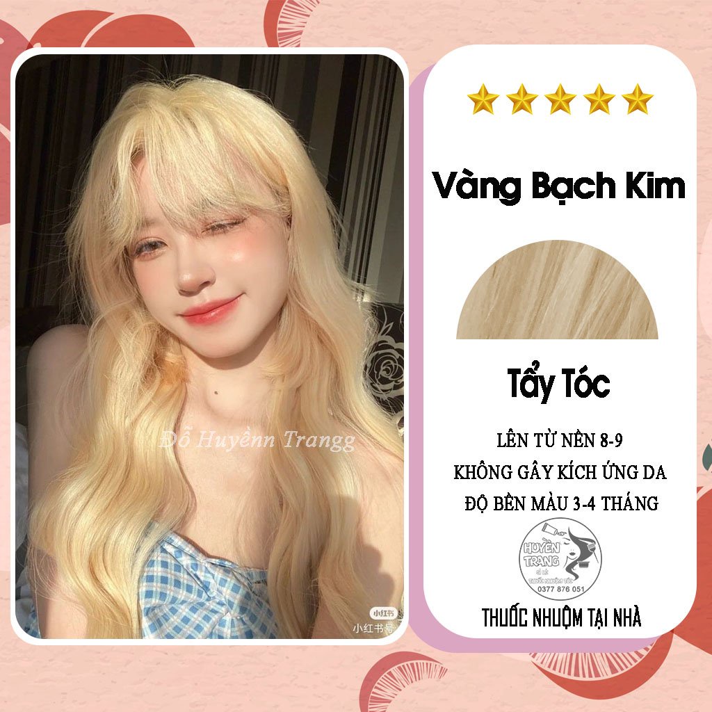Thuốc Nhuộm Tóc Màu VÀNG BẠCH KIM tặng kèm oxy trợ nhuộm găng tay mũ trùm và HDSD