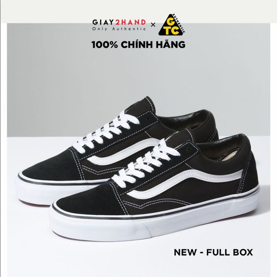 (AUTHENTIC 100%) Giày Sneaker Thể Thao Unisex VANS OLD SKOOL CLASSIC BLACK/WHITE - Ship US Full Box Chính Hãng 100%