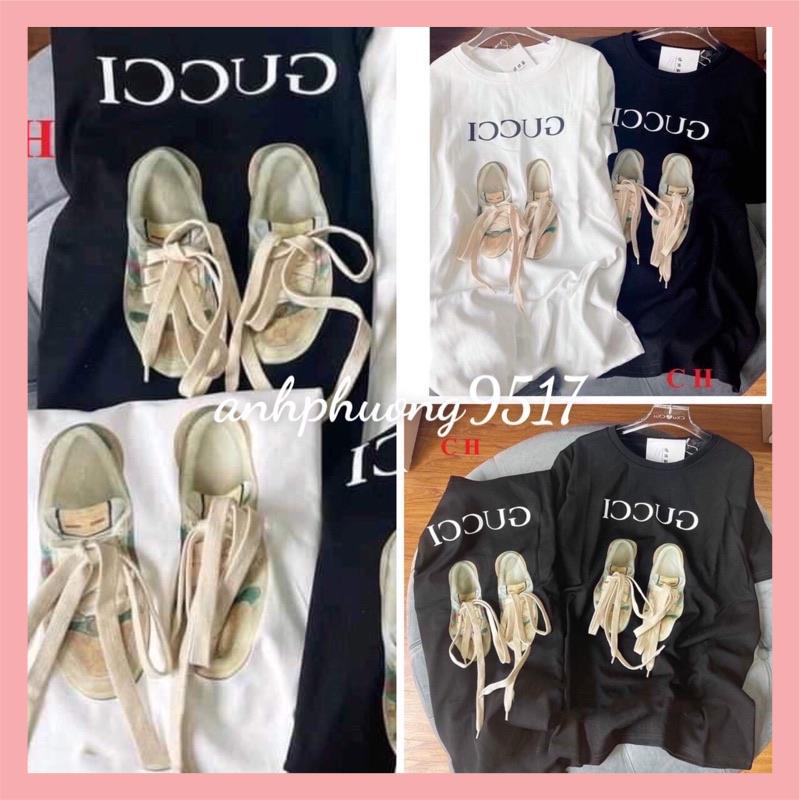 Áo Thun Nam Nữ Cổ Tròn  Unisex Form Rộng Streetwear Giày Đôi G. C☘Phông Basic Cotton Oversize