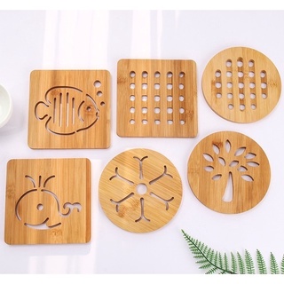 Lót cốc ly gỗ vintage decor lót ly trang trí cực xinh 9.5cm