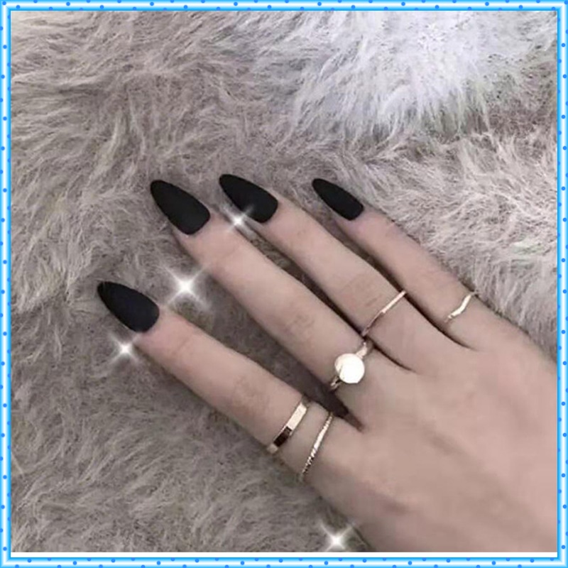 Móng tay giả màu trơn nhám có hộp 24 cái tặng kèm full phụ kiện dũa, keo, giấy lau, cây đẩy