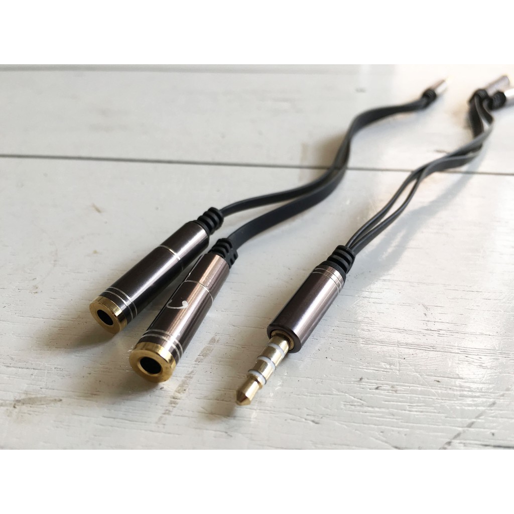 jac chuyển chân tai nghe điện thoại 4 chân ra 2 cổng audio 3.5 mm - 1mic 1audio