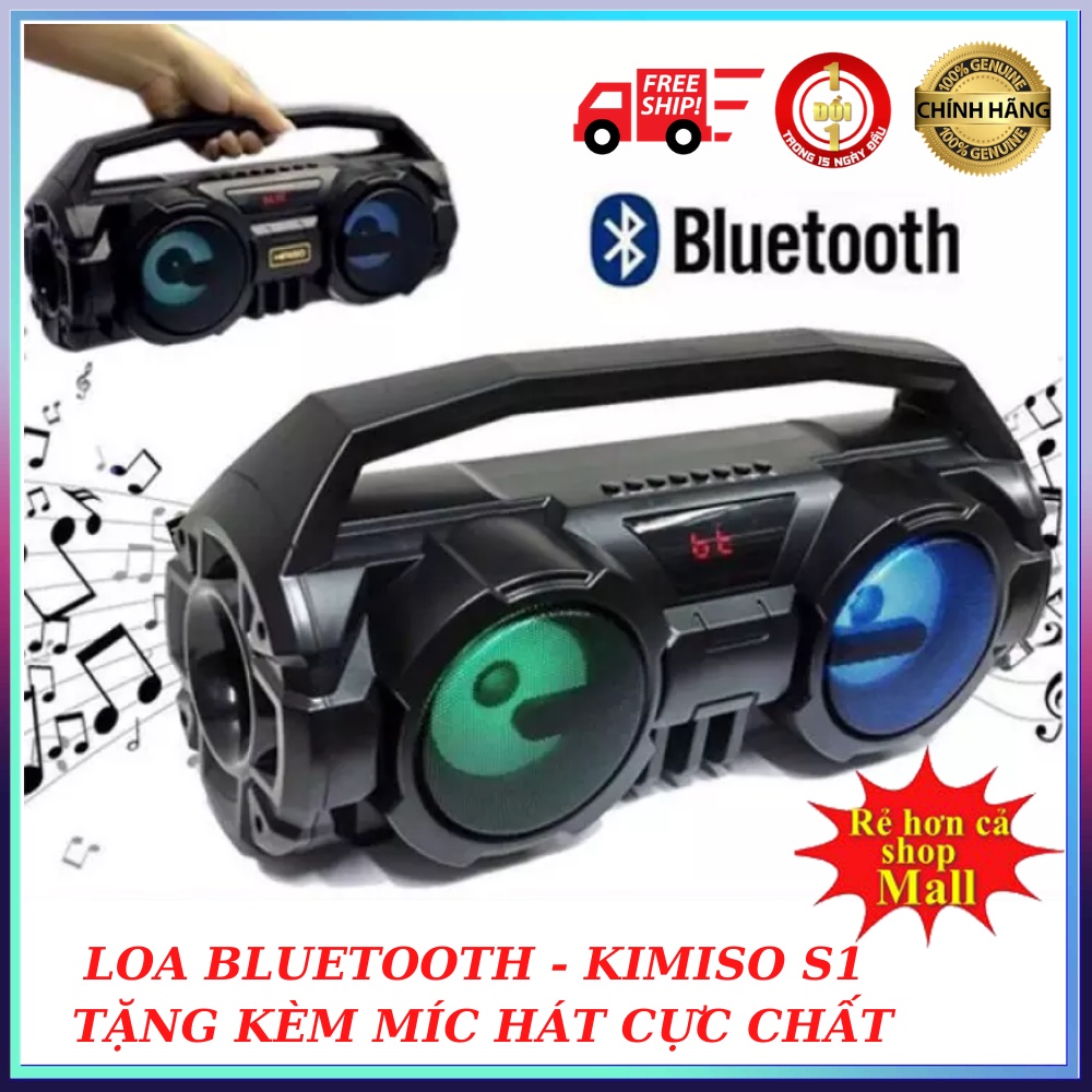 Loa Bluetooth KIMISO KM-S1 - Loa Bluetooth Kimiso E818 Tặng kèm Mic hát Karaoke - Lỗi đổi mới trong 15 ngày