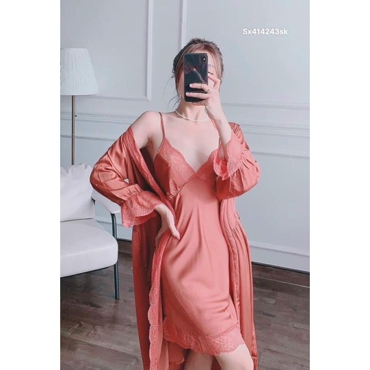 Sét Đầm Ngủ Ren Quyến Rũ, Váy Ngủ Có Đệm Kèm Choàng Lụa Cao Cấp Sẵn Tại NAMI STORE