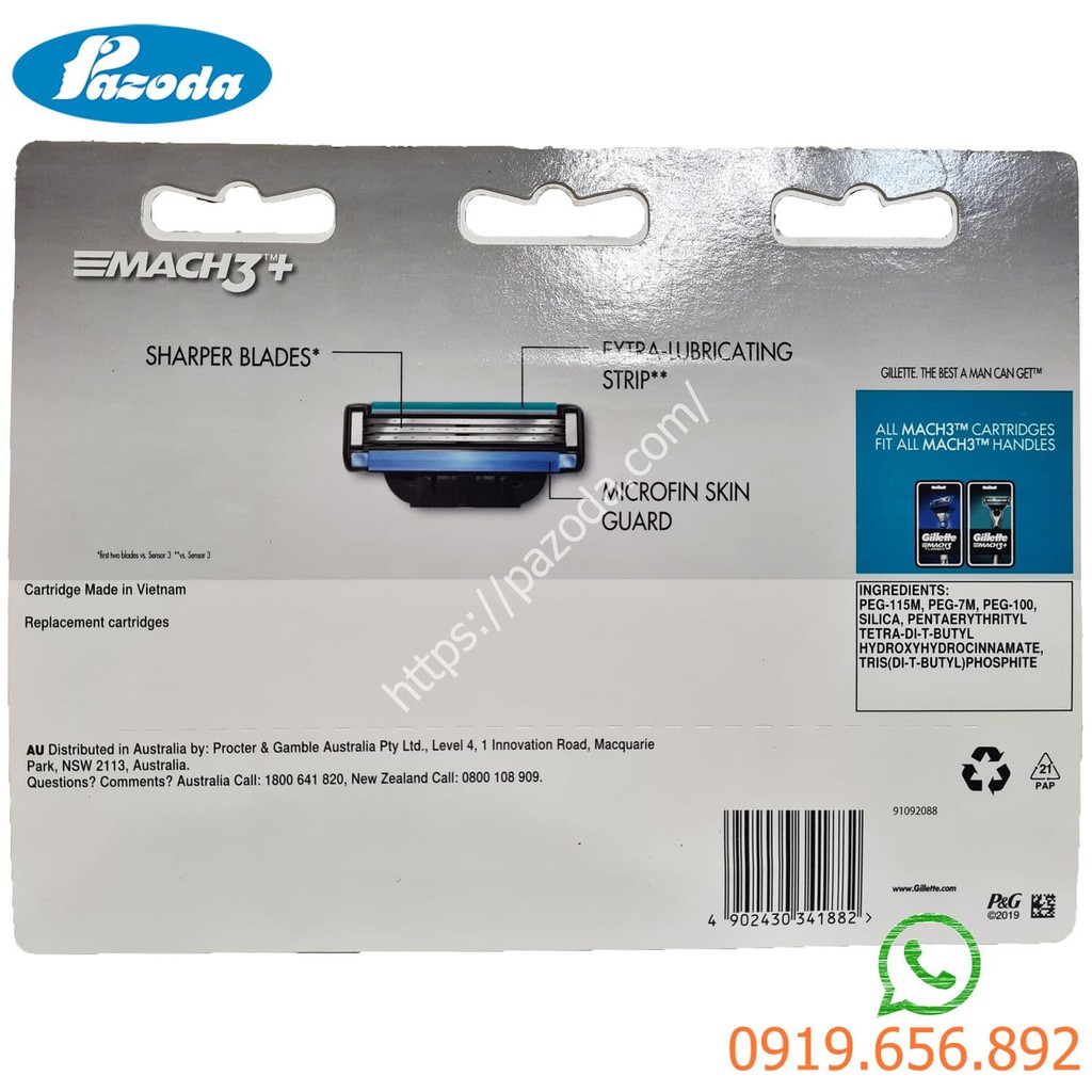 Hộp 8 lưỡi dao cạo râu Gillette Mach 3