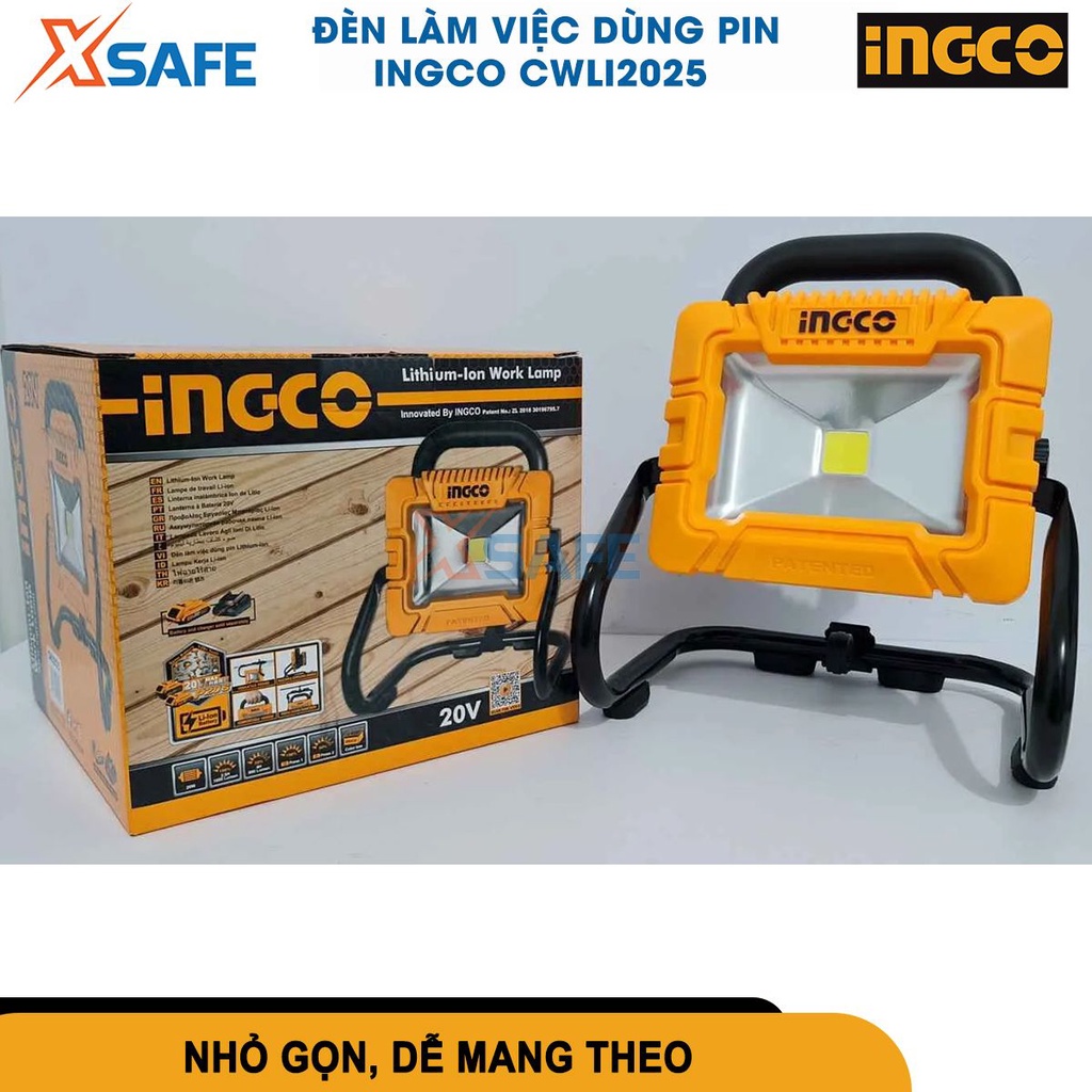 Đèn làm việc dùng pin 20V INGCO CWLI2025 đèn để bàn mini độ sáng cao 1800 lumens, độ sáng thấp 900 lumens[CHÍNH HÃNG]