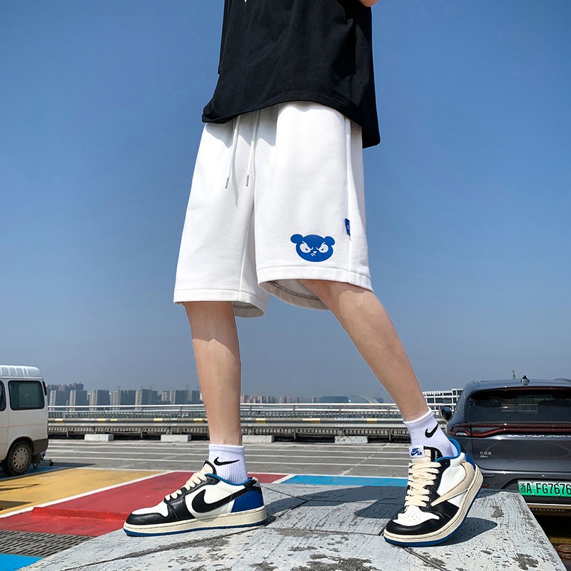 Quần Short Dây Rút Ống Rộng In Họa Tiết Đơn Giản Cho Nam