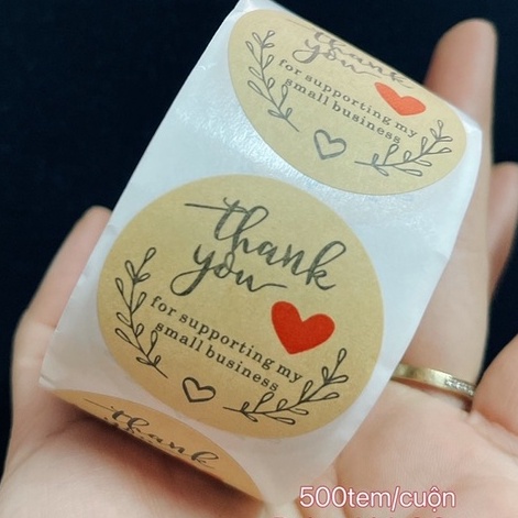 Jul33- Tem cuộn dán chữ “Thanh you”- 500 tem/ cuộn, 3.8cm